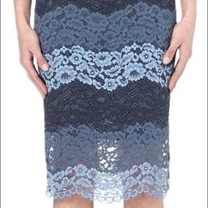 Sandro Blue Scalloped Lace Jonas Pencil skirt